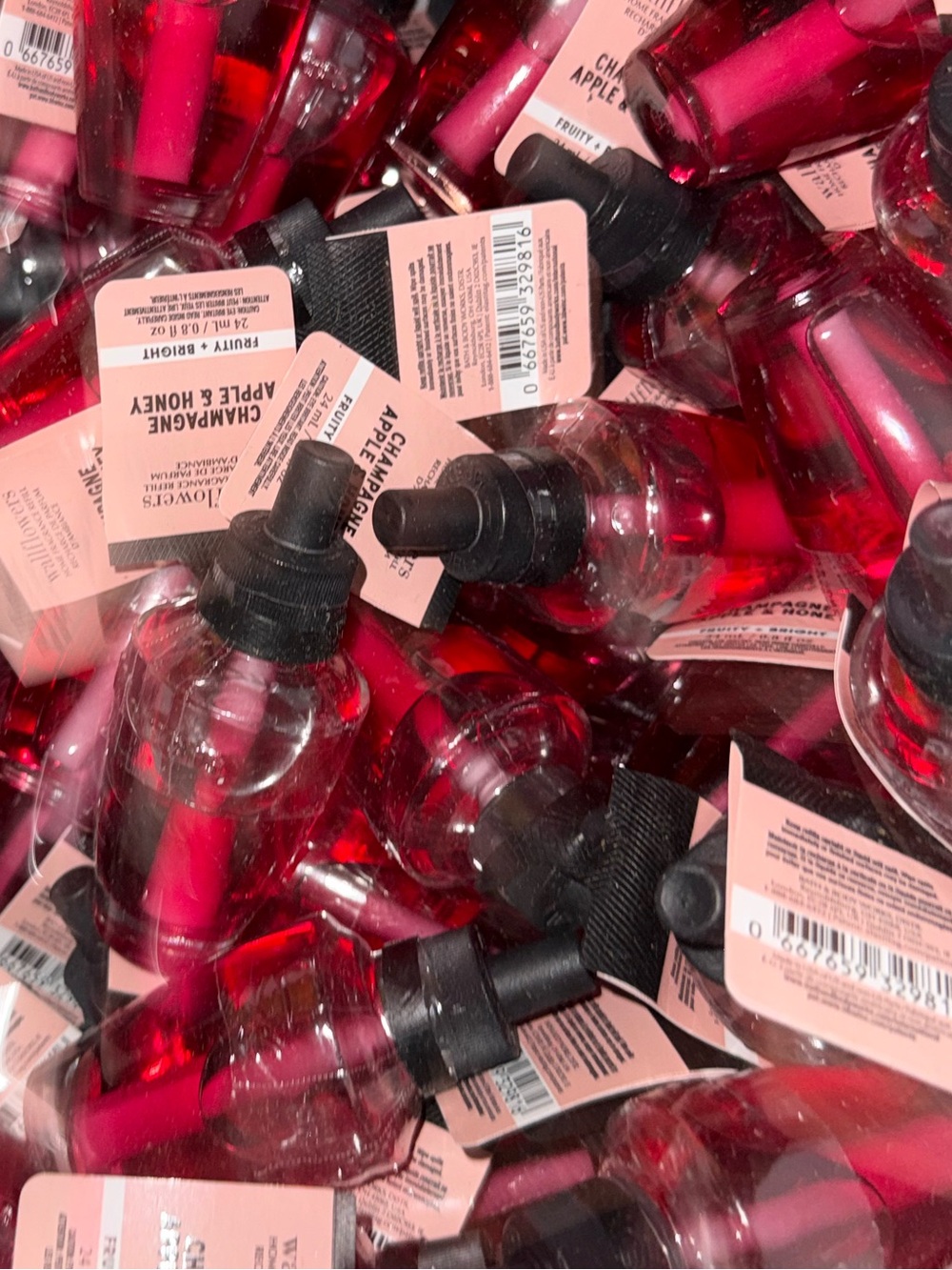New BBW 3 Champagne Apple & Honey wallflower- Red Pump Bottle